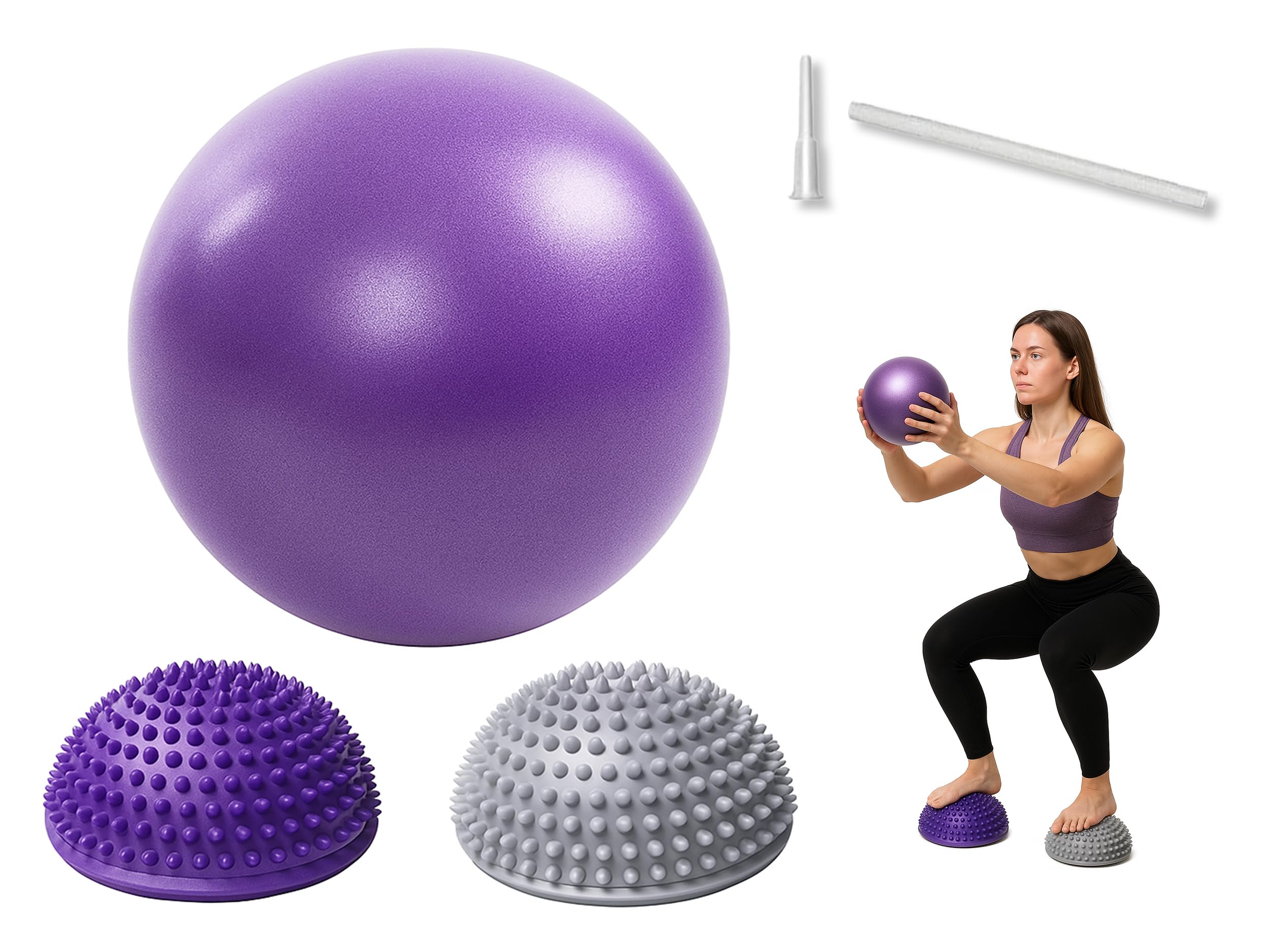 ABTRIX WITH AB Mini Exercise Ball 9in (23cm) with 2 Hedgehog Balance Pods – Small Soft Pilates Yoga Ball for Home Gym Core Abdominal Therapy – Spiky Foot Massage Domes for Stability Balance-image-18