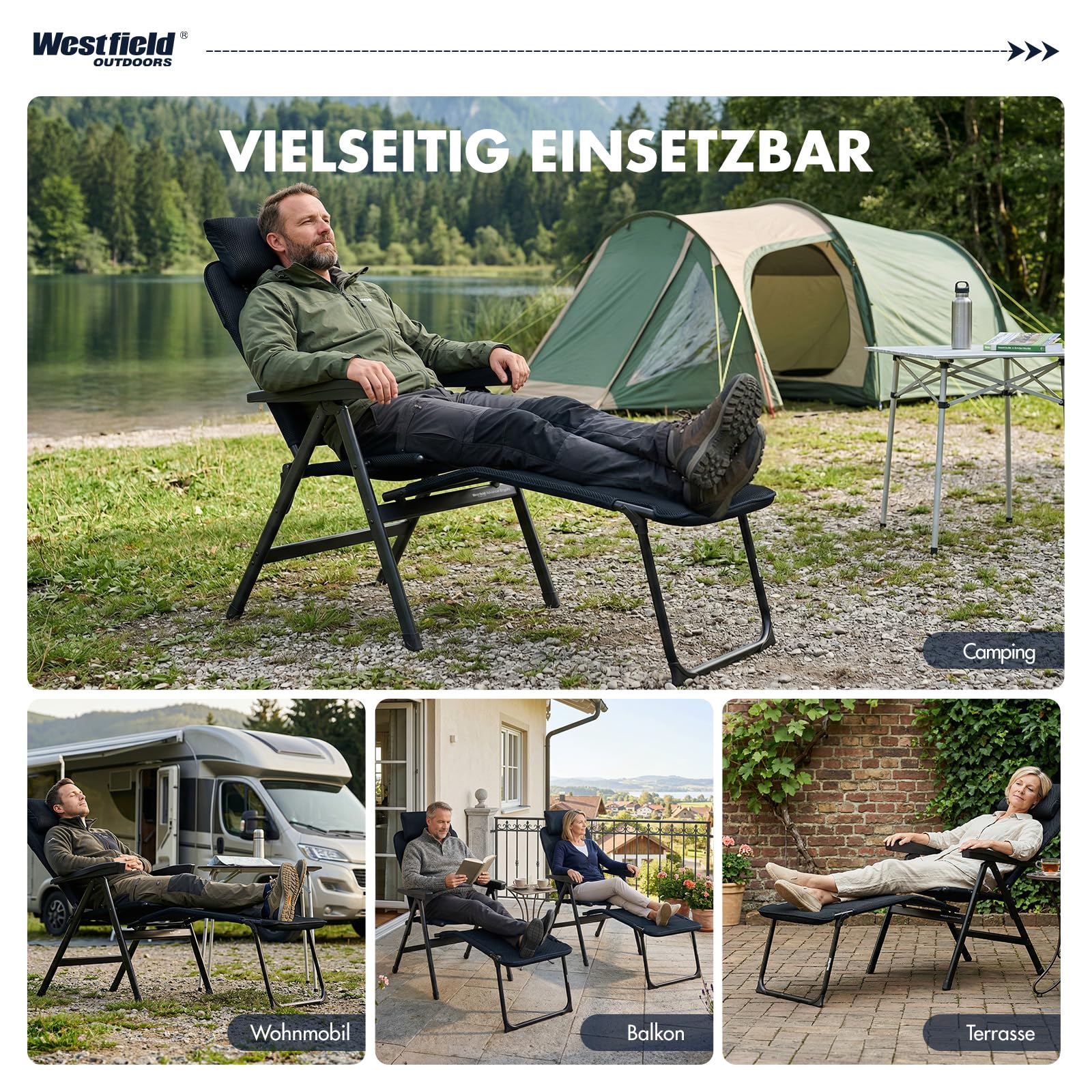 Westfield Outdoors Beinauflage 50 cm Höhe aus Aluminium 3D Mesh-Gewebe