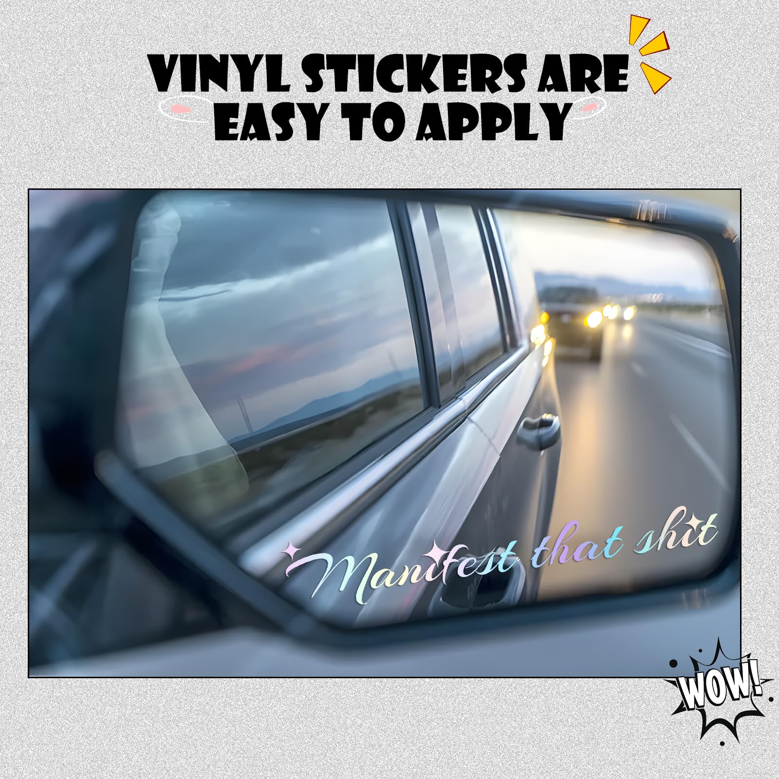 Bittwee 3-Pack Manifest Mirror Decals - Self-Affirmation Stickers For Car Rearview Mirror (White)