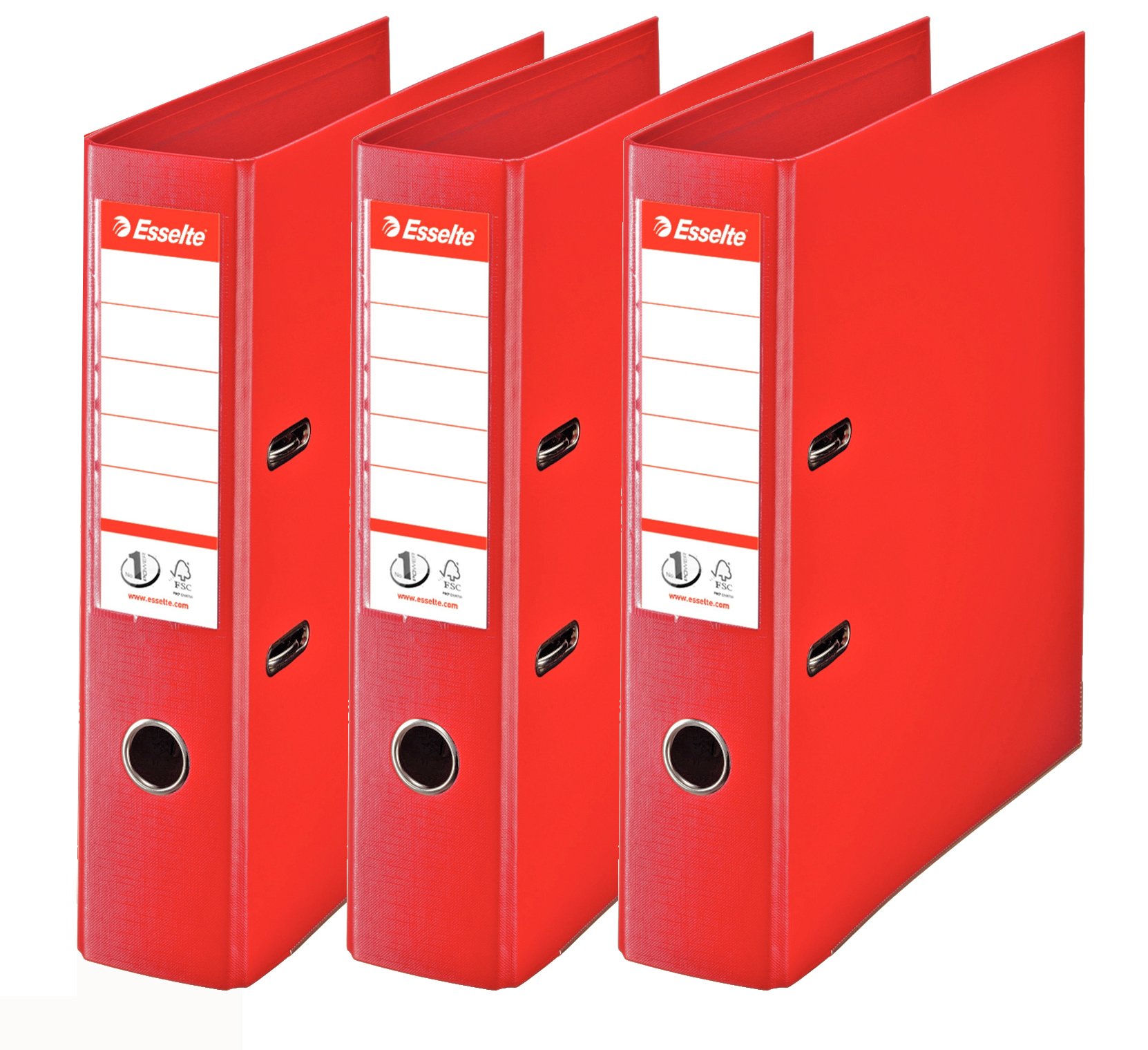 Esselte N°1 Set of 3 Power Lever Arch Files Back 75 mm red