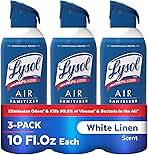 Lysol Air Sanitizer Spray with Odor Eliminator for Home & Office, Sanitizing Spray, Air Freshener Alternative, White Linen Scent, 10 oz (Pack of 3)