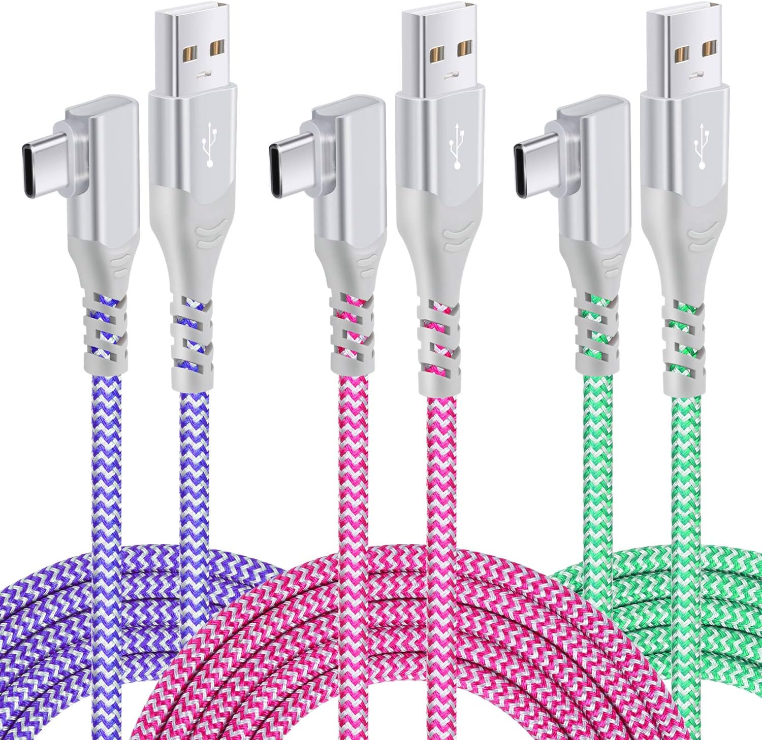 Pofesun 10ft USB C Charger Cable, 3-Pack Right Angle USB A to USB C Cable, Nylon Braided Type C Charger Fast Charging Cord Compatible for Samsung Galaxy S24 S23 Note 20,A71/A70/A52/A51,LG V50 V40 G8 Pofesun 10ft USB C Charger Cable, 3-Pack Right Angle USB A to USB C Cable, Nylon Braided Type C Charger Fast Charging Cord Compatible for Samsung Galaxy S24 S23 Note 20,A71/A70/A52/A51,LG V50 V40 G8