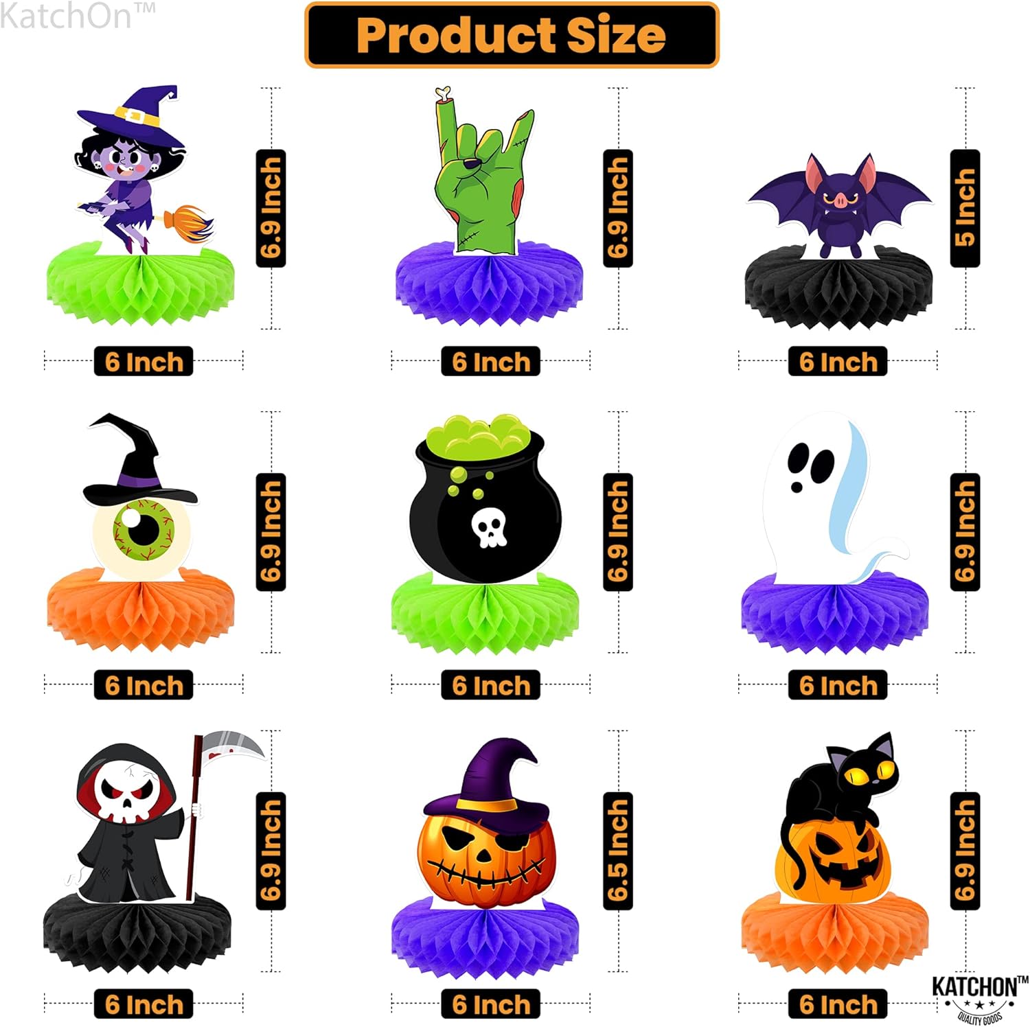 Halloween Centerpieces - Pack of 9, Carnival Centerpieces for Tables Decorations - Pack of 9, XtraLarge Circus Tablecloth for Carnival Decorations - Pack of 2 | Scary Halloween Party Decorations