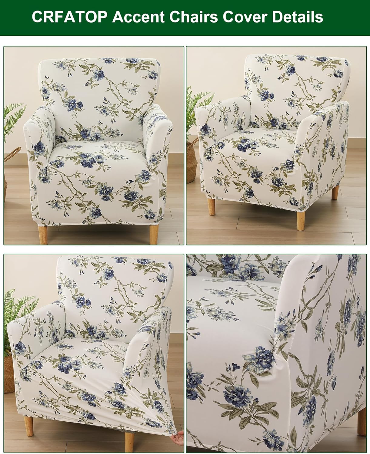 CRFATOP Printed Stretch Chair Slipcovers with Arms for Living Room 1 Piece Accent Chair Covers Soft Banquet Chair Covers Saucer Armchair Furniture Protector Office Reception Reading Sofa,A43