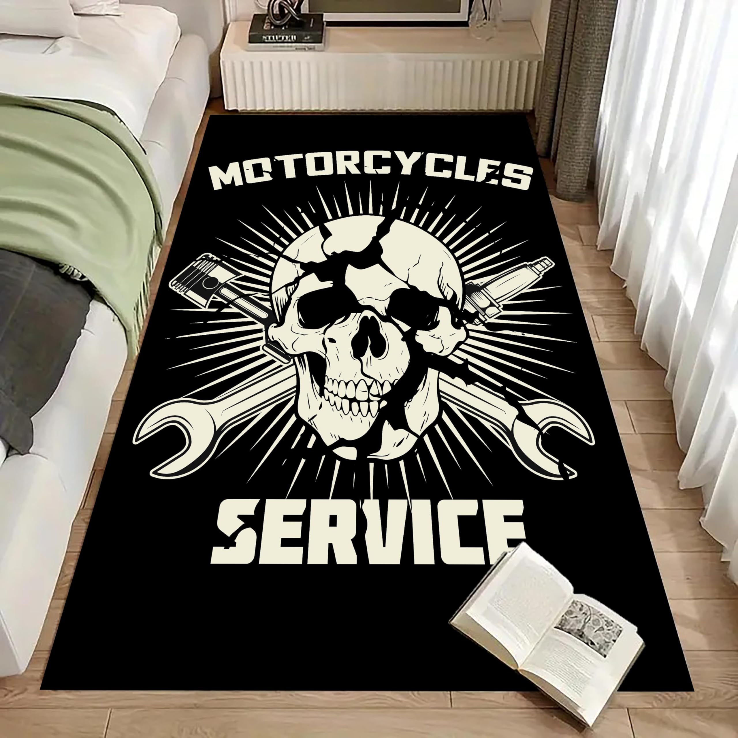 Gothic Skull Area Rug 5x8ft Vintage Black and White Snake Flowers Halloween Rug Fun Carpet Cool Rugs Horror Floor Mat Doormat Goth Room Decor for Hallway Living Room Bedroom Bedside: Skull 6 3x4ft