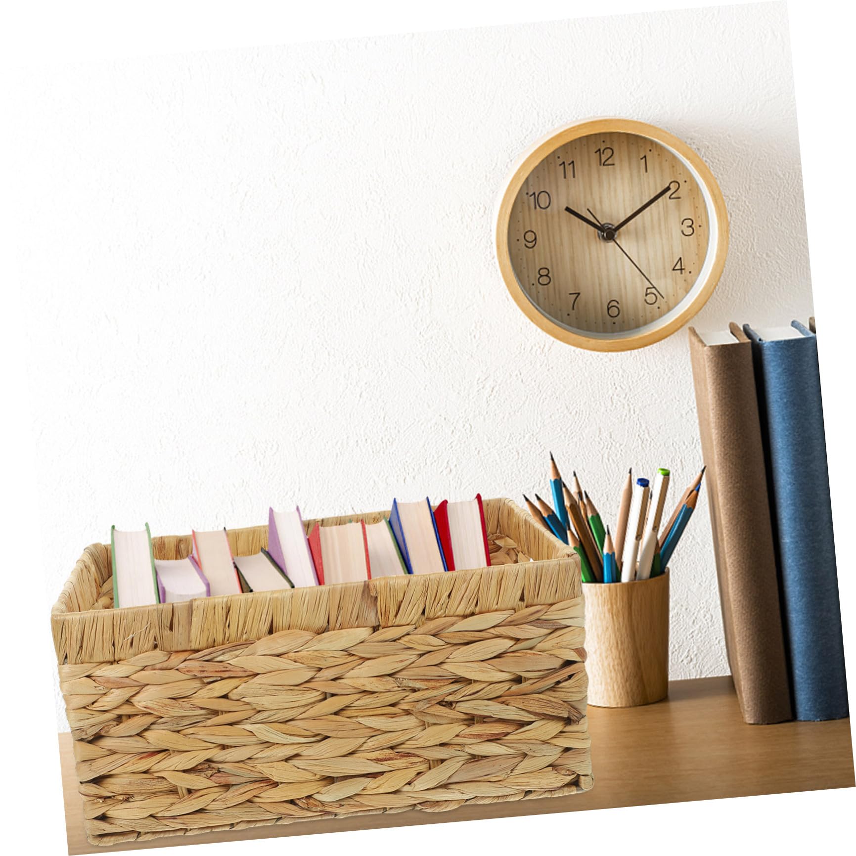 Geflochtener Aufbewahrungskorb mit Tragegriffen, Kleines Modell, Beige