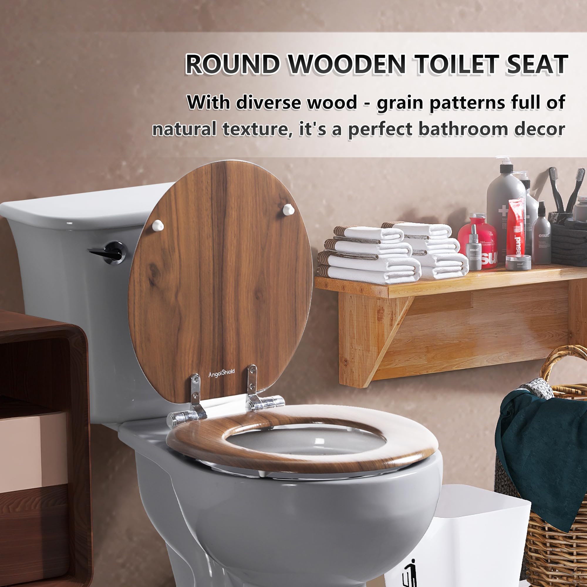 Angol Shiold 細長便座 成形木製便座静かに閉まる