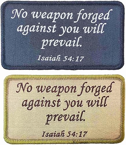 Miniatura 1 de Isaías 5417 Parche táctico con versículo bíblico de Jesús, sin arma forjada contra ti prevalecerá bordado con gancho y bucle para gorras, bolsas,