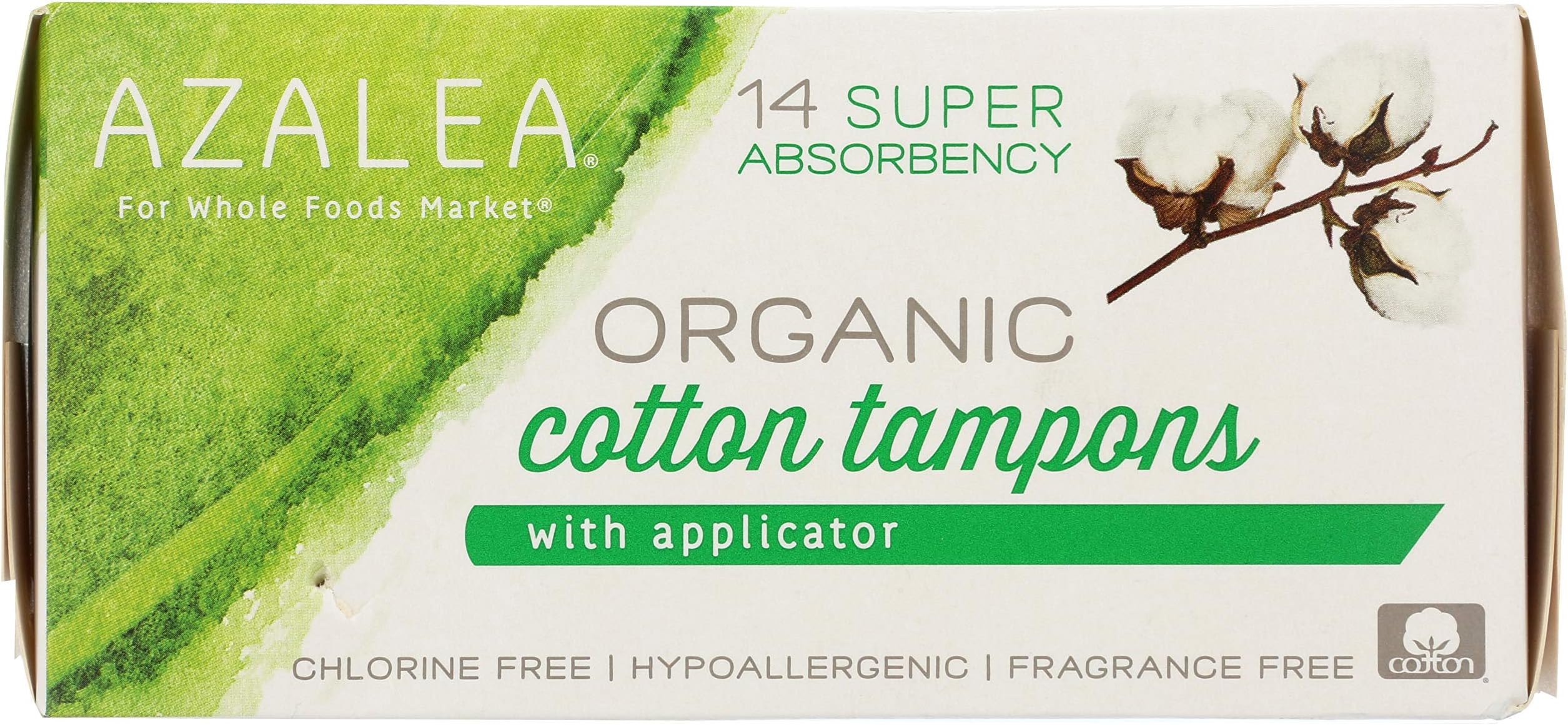 Azalea, Organic Cotton Tampons with Applicator, Super, 14 ct