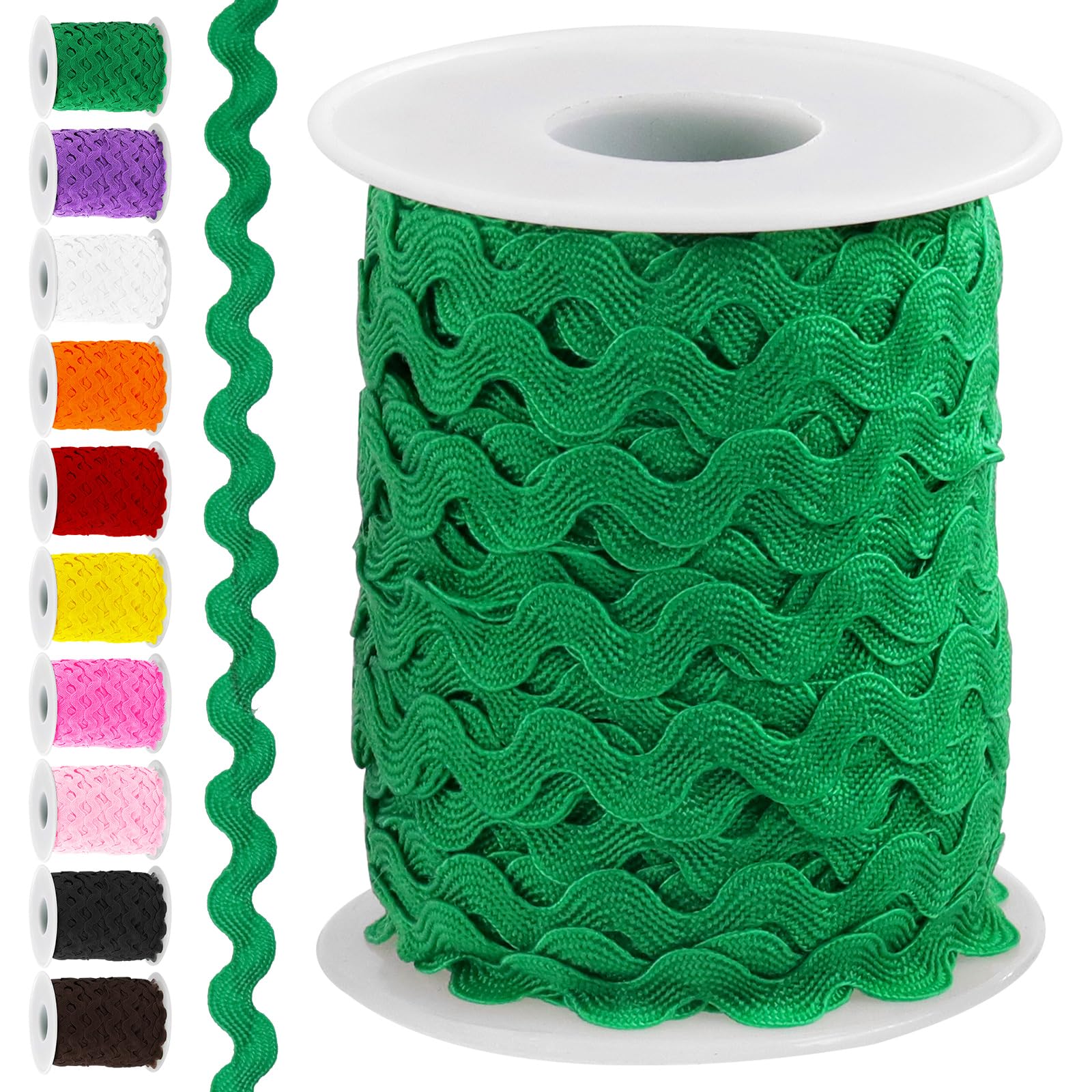 swpeet 1 roll 27 yard green rick rack trim ribbon kit wave sewing bending fringe lace ribbon for gift wrapping supplies crafts clothes party
