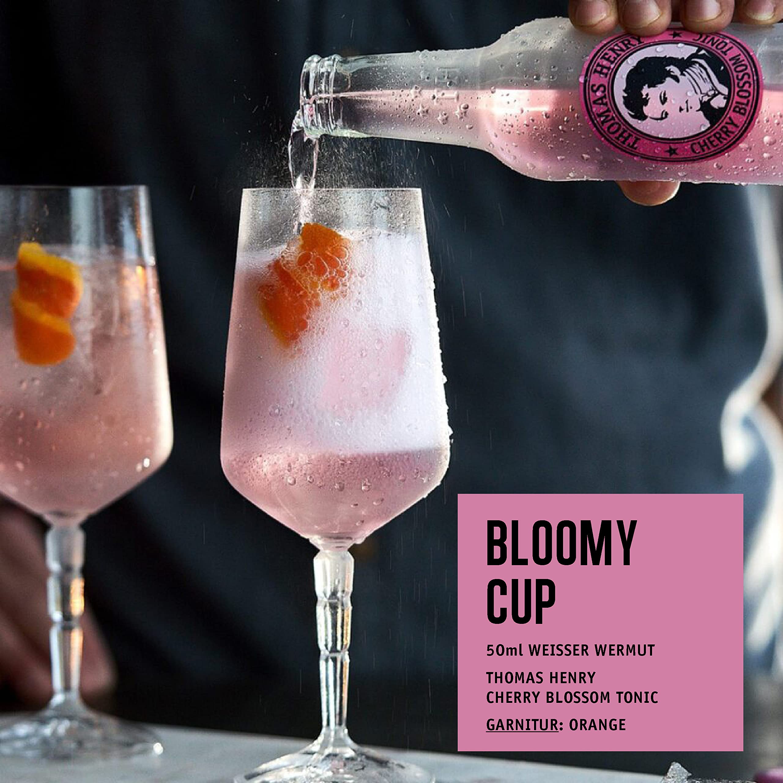 Thomas Henry Cherry Blossom Tonic Water - Tónico de agua afrutada amarga, (6 x 4 x 0,2 l de cristal, 6 unidades), color amarillo