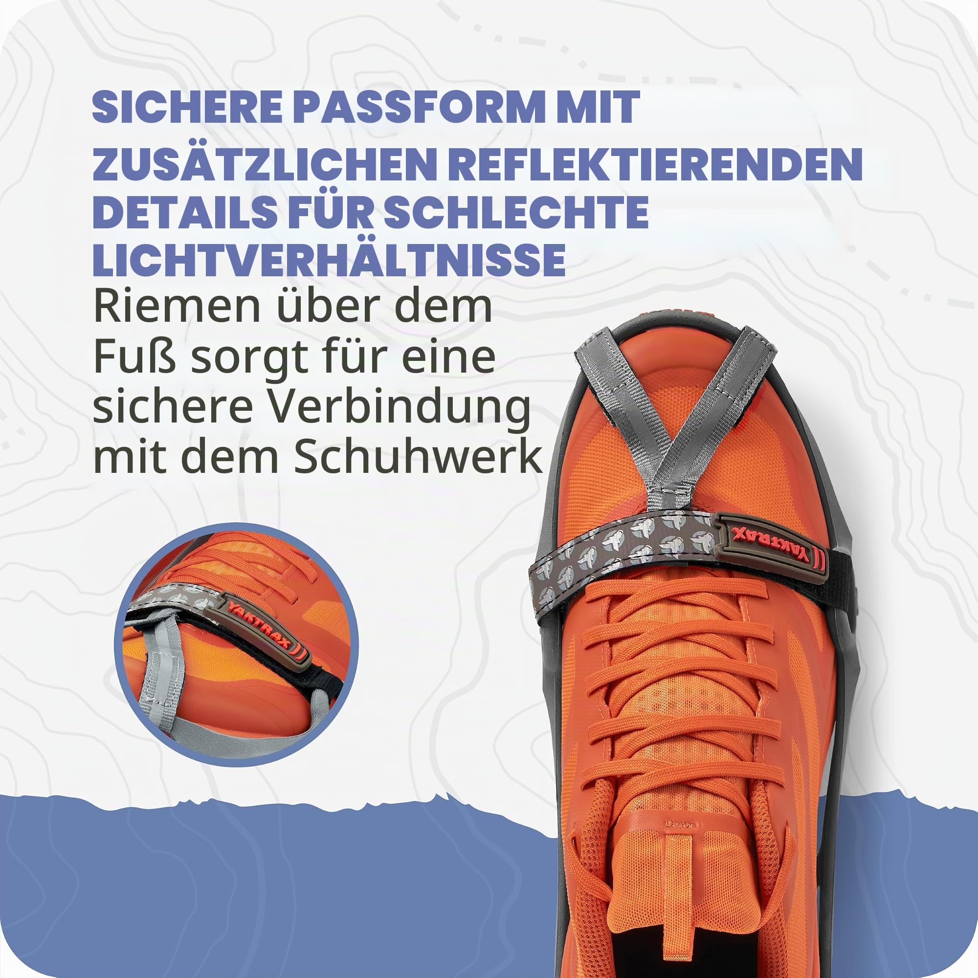 YAKTRAX Run Ice & Snow Grips für Laufschuhe, 3mm Carbide-Steel Spikes & 1.4mm Stainless-Steel Coils, bietet Traktion in EIS & Schnee, Grau