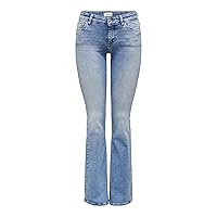 Only Jeans Flared ONLBLUSH a Vita Bassa Flared Fit Jeans, Leggero Medium Blu Denim