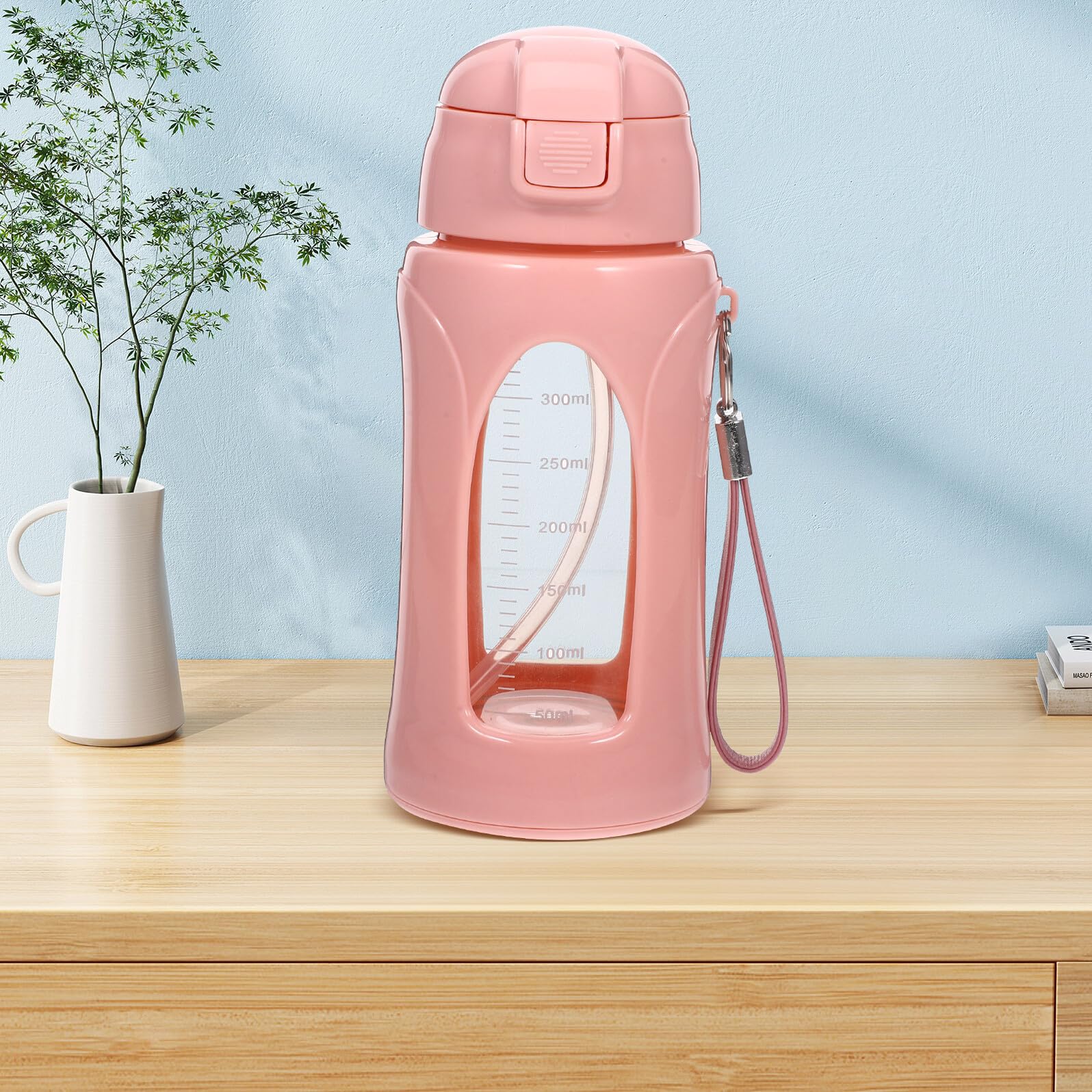 UPKOCH Sport Trinkflasche aus Glas und Bpa frei Leicht und Bruchsicher mit Messskala für Fitness Outdoor Laufen und Training Geeignet