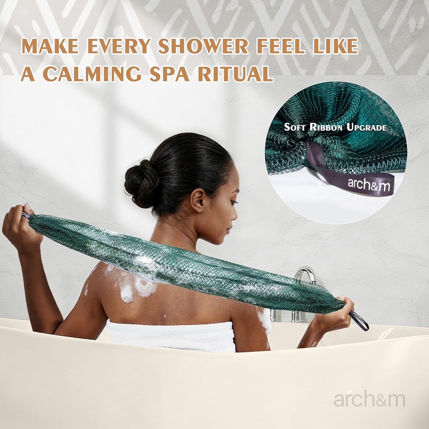 ARCH&M Exfoliating Washcloth Japanese Beauty Washcloth + African Net Sponge Real Afroscrub Exfoliator Bathing Care Accessories image 4