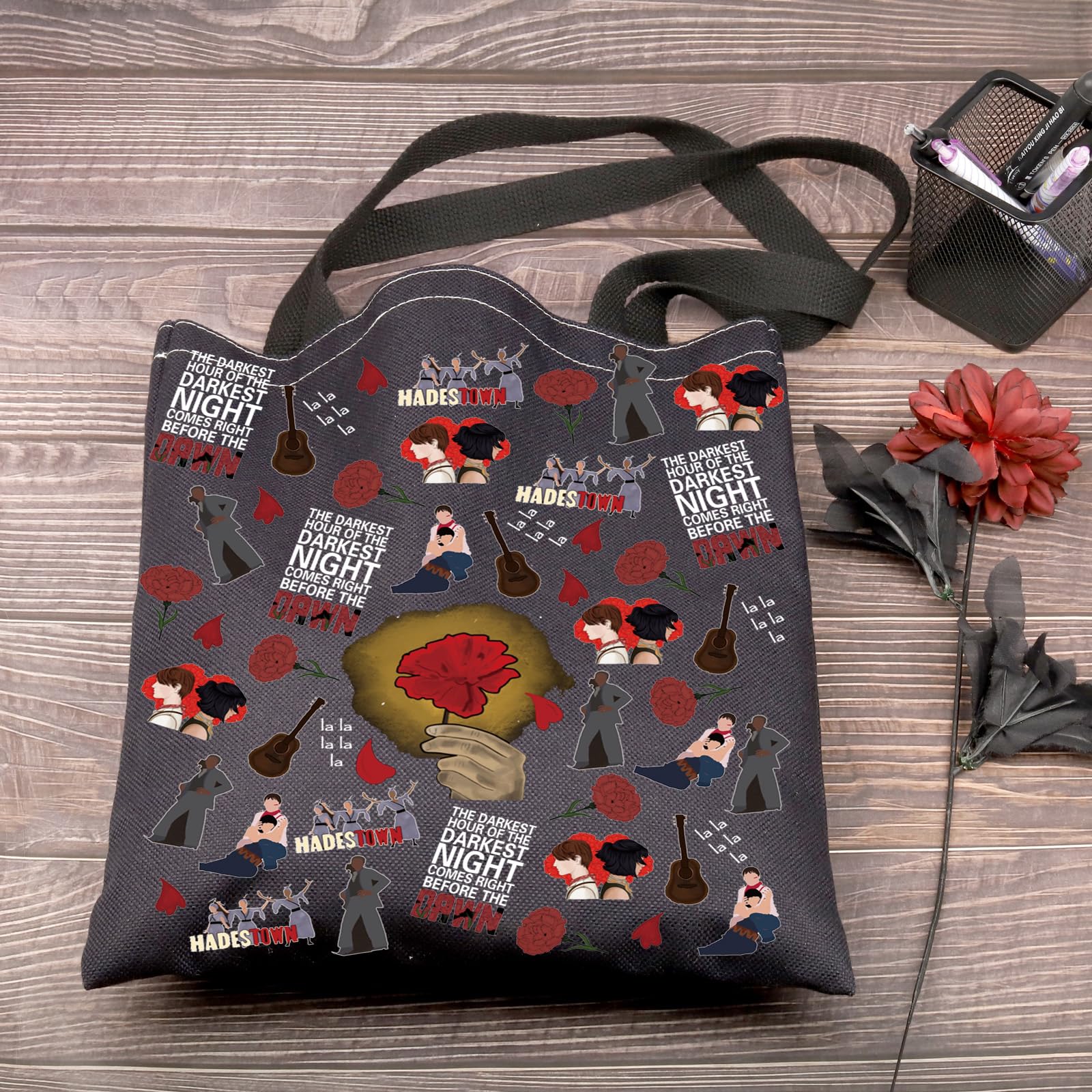FEELMEM H Musical Tote Bag The Darkest Hour Of The Darkest Night Comes Right Before The Dawn Shoulder Bag - Image 4