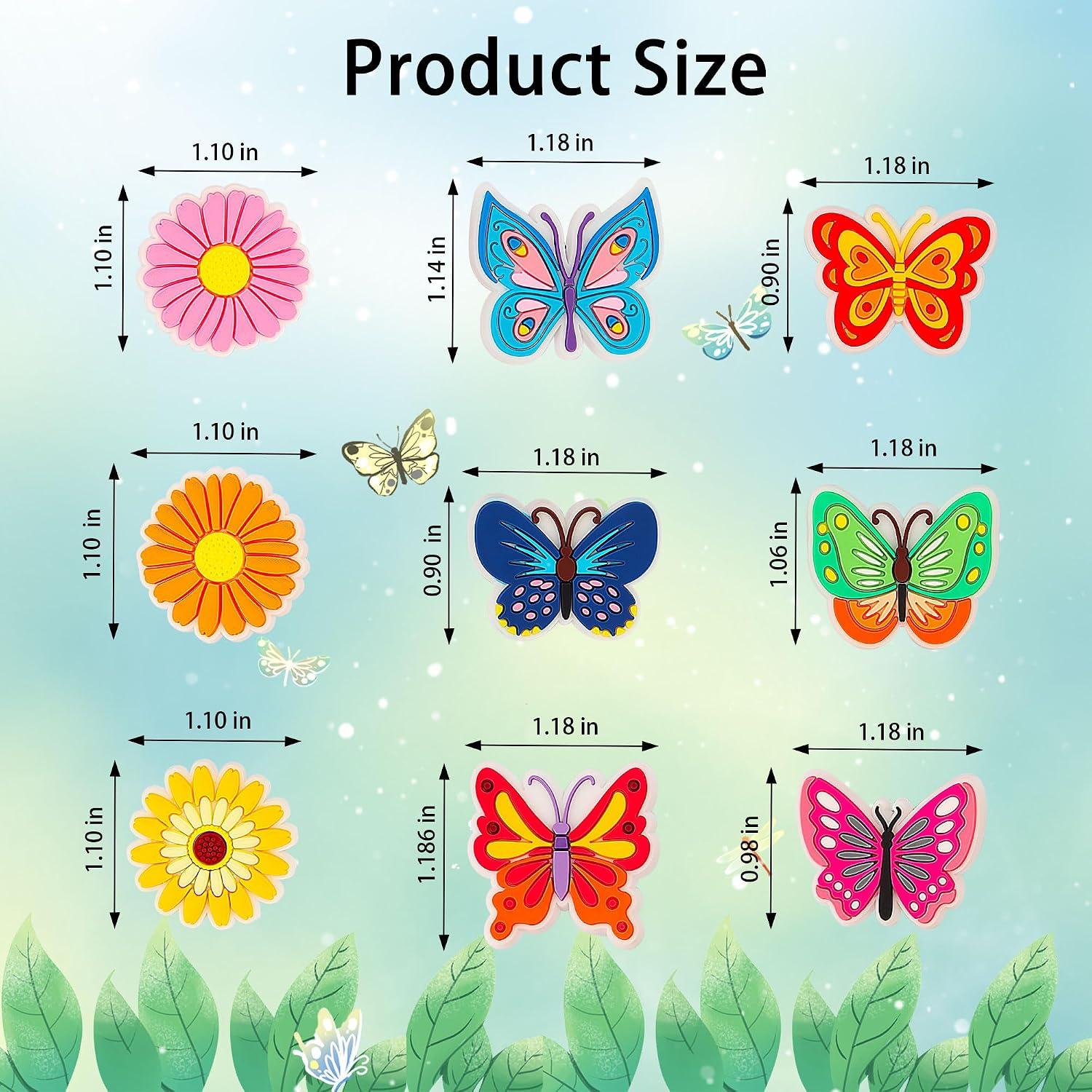 Butterfly and Flower Shoe Decoration Charms, 20Pcs Lovely Butterfly Flower Shoe Decor for Shoe Wristband, PVC Shoe Charm Accessories for Party Favor Birthday Gifts