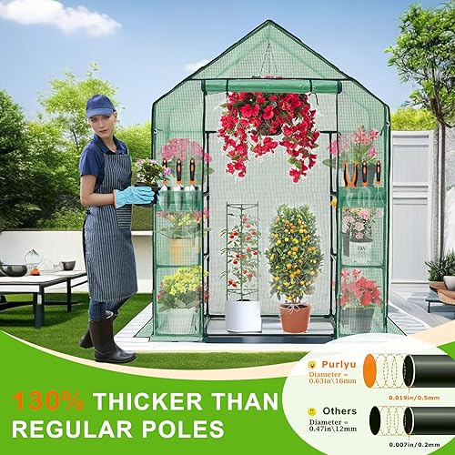 Miniatura 3 de Purlyu Puerta enrollable con cremallera para invernadero, 28 x 56 x 76 pulgadas, cubierta de invernadero de polietileno para plantas de jardinería