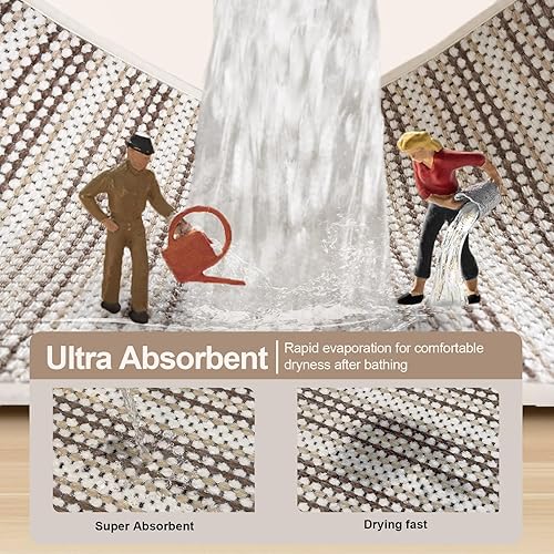 Miniatura 2 de Tapete de baño ultra delgado, suave, trenzado, antideslizante, lavable, súper absorbente, parte trasera de goma, se adapta debajo de la puerta del