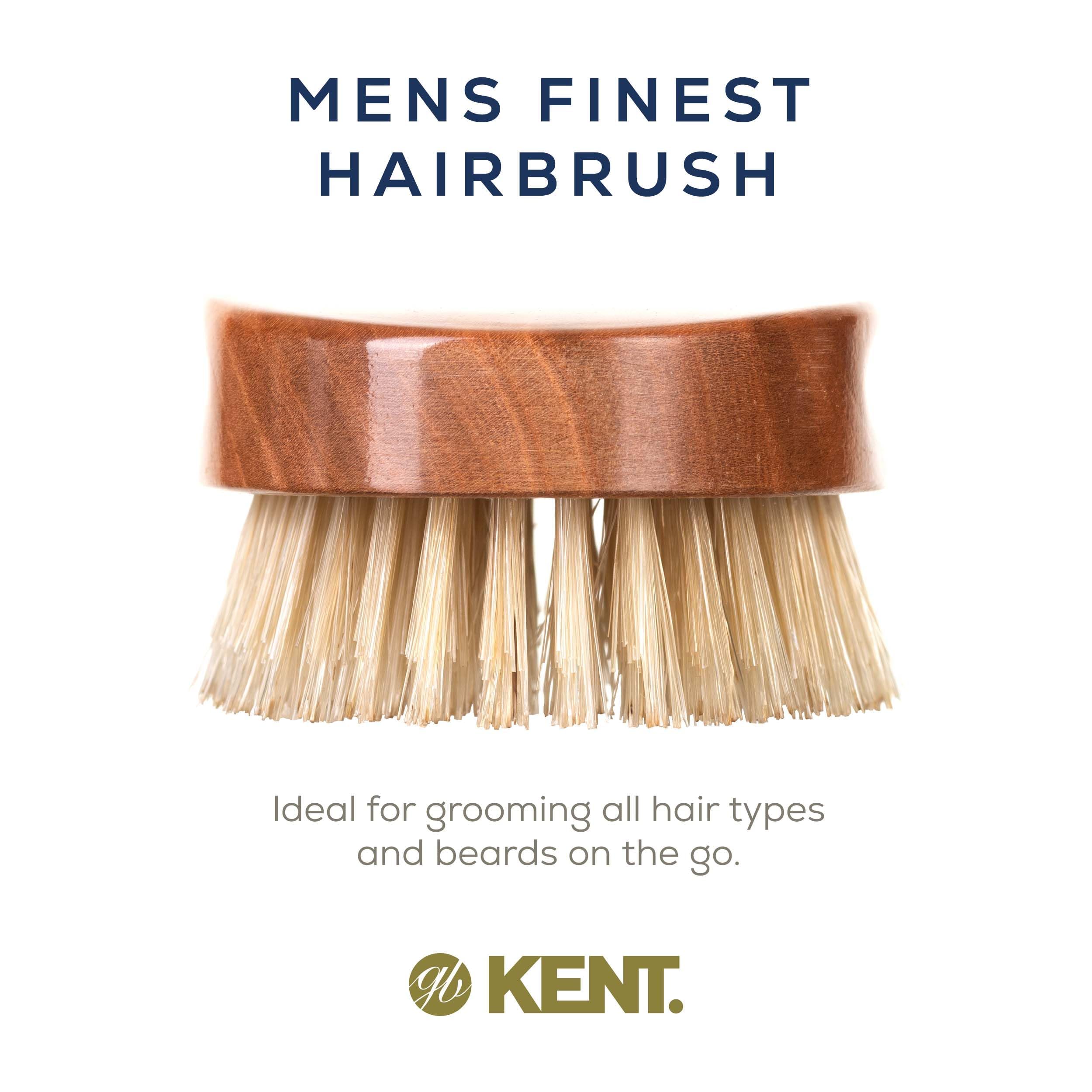 Kent MC4 Men's Boar Bristle Hair and Beard Brush Kit with Brush Cleaner