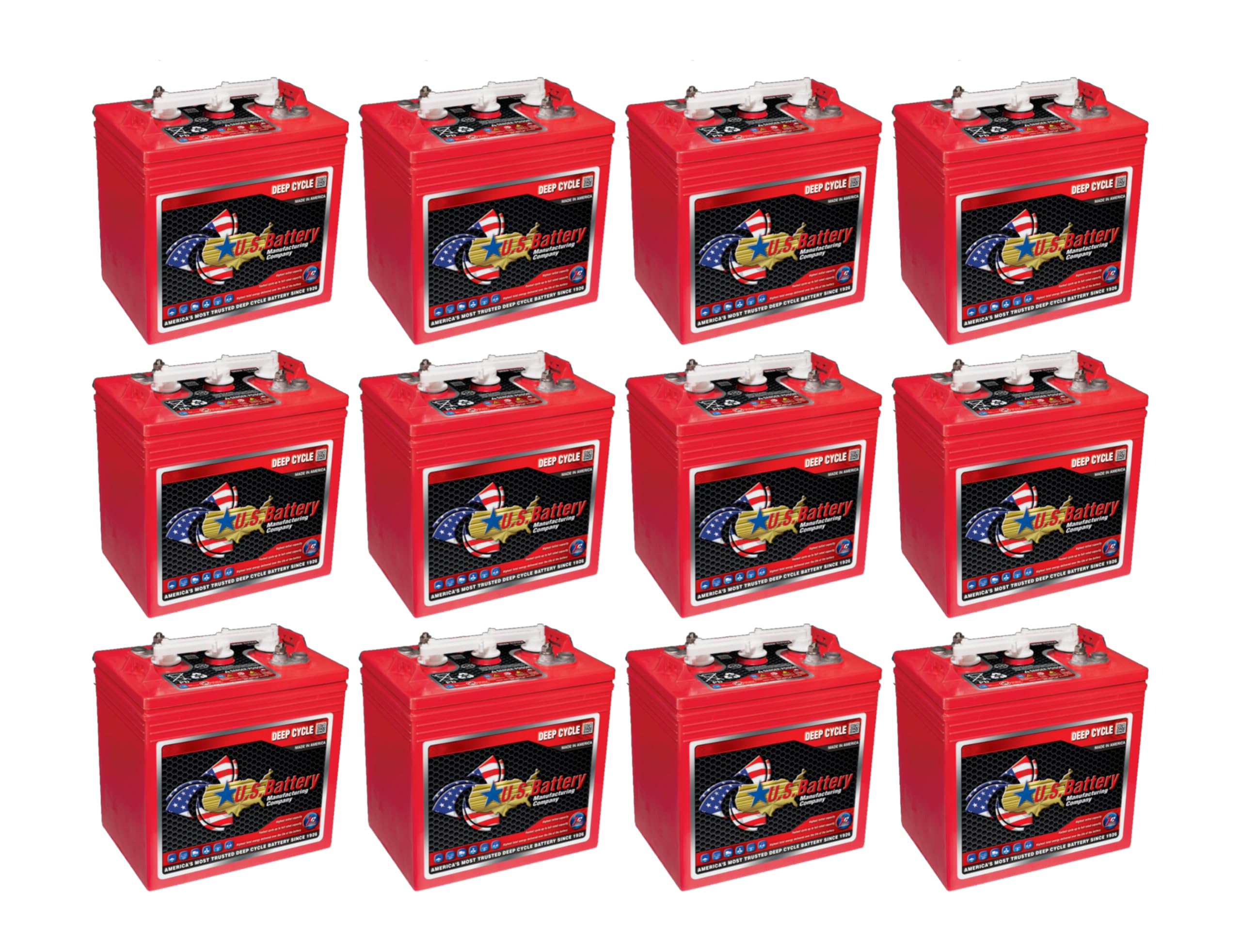 (Set of 12) US Battery US2200XC2 6 Volt 232 Ah Deep Cycle Battery, Group Size GC2 | Replaces T-105 T105