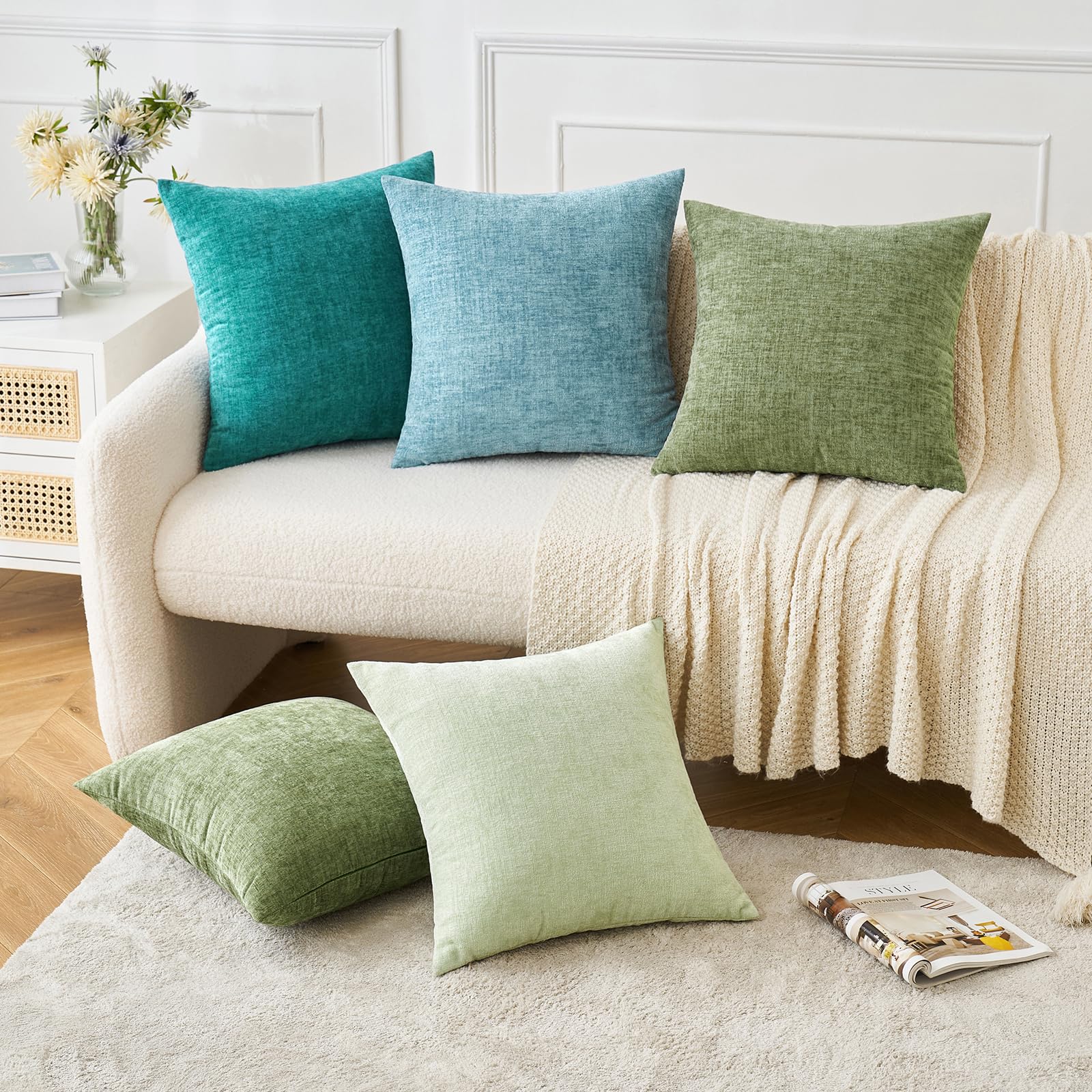 MIULEE kussenhoes 40x40 set van 2 chenille beige