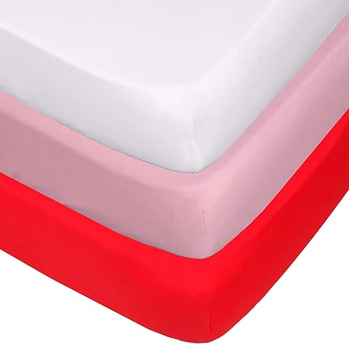Belsden Paquete de 3 sábanas de microfibra duraderas para cuna, juego de sábanas suaves y transpirables para niñas, 28 x 52 pulgadas, se adapta a disponible en Yaxa Colombia