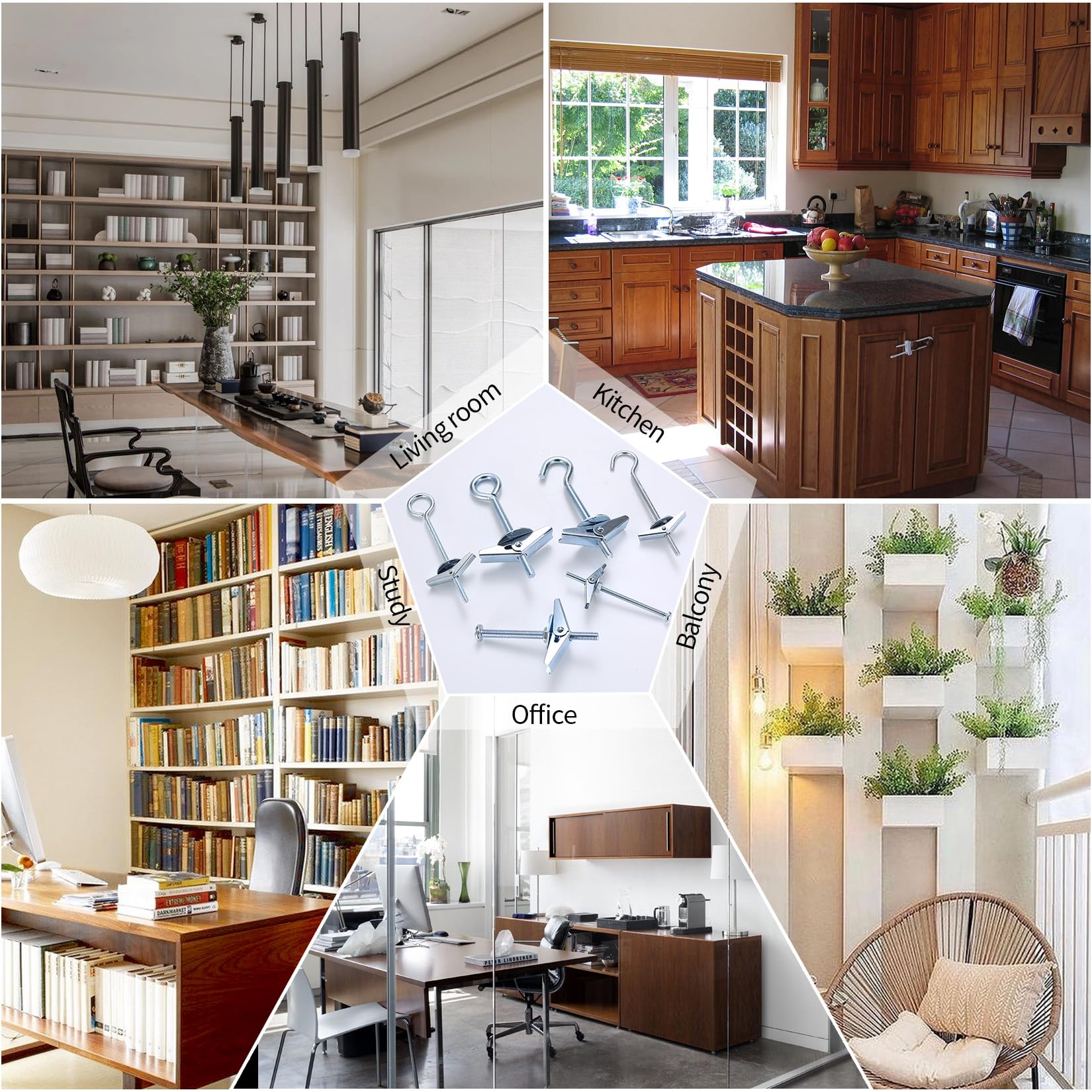 21 Sets M4 M6 Gancio Soffitto Cartongesso, Lampadario Gancio, Tasselli a Molla, Tasselli Basculanti, Viti a Ginocchiera
