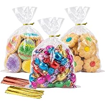 Morepack Cellophane Treat Bags 5x7 In 200 PCS Cookie Bags with Twist Ties