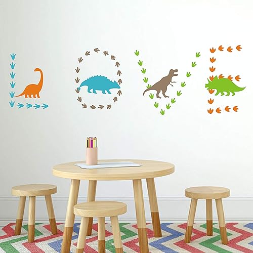 Calcomanías de pared de dinosaurios, huellas de dinosaurios, calcomanías de pared de vinilo mate, decoración de pared para niños y bebés,