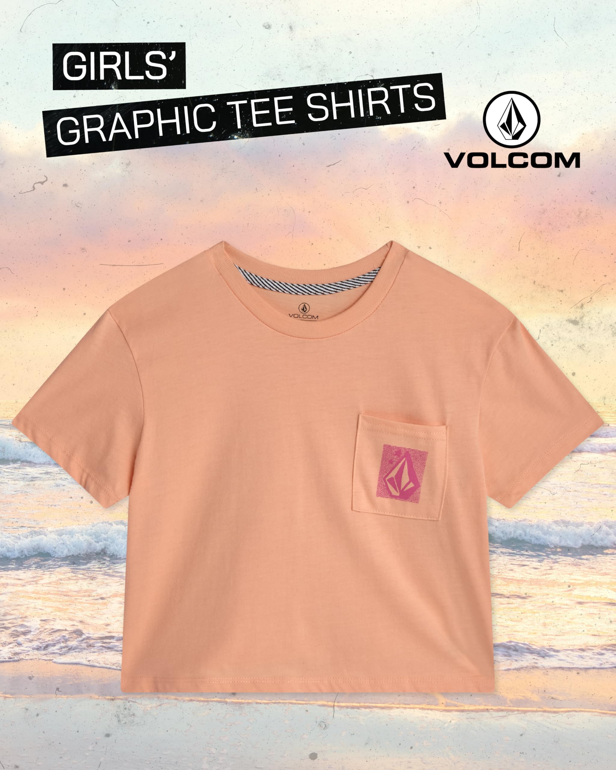 Volcom Mädchen-Shirts – lässiger Rundhalsausschnitt, kurzärmelig, grafisches T-Shirt, trendige Tops, atmungsaktive Sommerkleidung für Mädchen