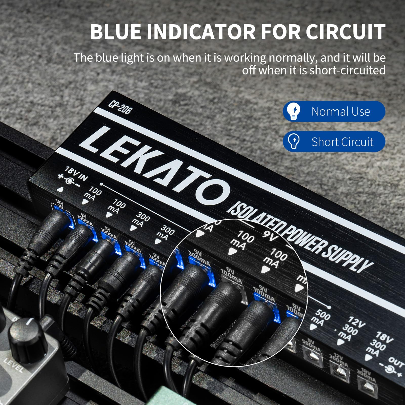 LEKATO Alimentatore per Chitarra, 12 Uscite CC Isolate per 9 V/12 V/18 V, 100 mA 300 mA 500 mA Alimentatore per Effetti a Pedale con Protezione da Corto Circuito per la Ricarica di Strumenti Musicali