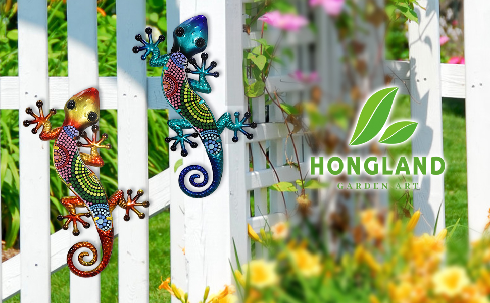 Watch HONGLAND Metal Gecko Wall Art 2 Pack Lizard Outdoor Decor on