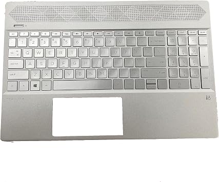 Replacement Laptop Upper Case Palmrest Backlit Keyboard Part for HP Pavilion 15T-CS 15-CS 15-cs0 15Z-CW000 15-CW L24752-001 Silver