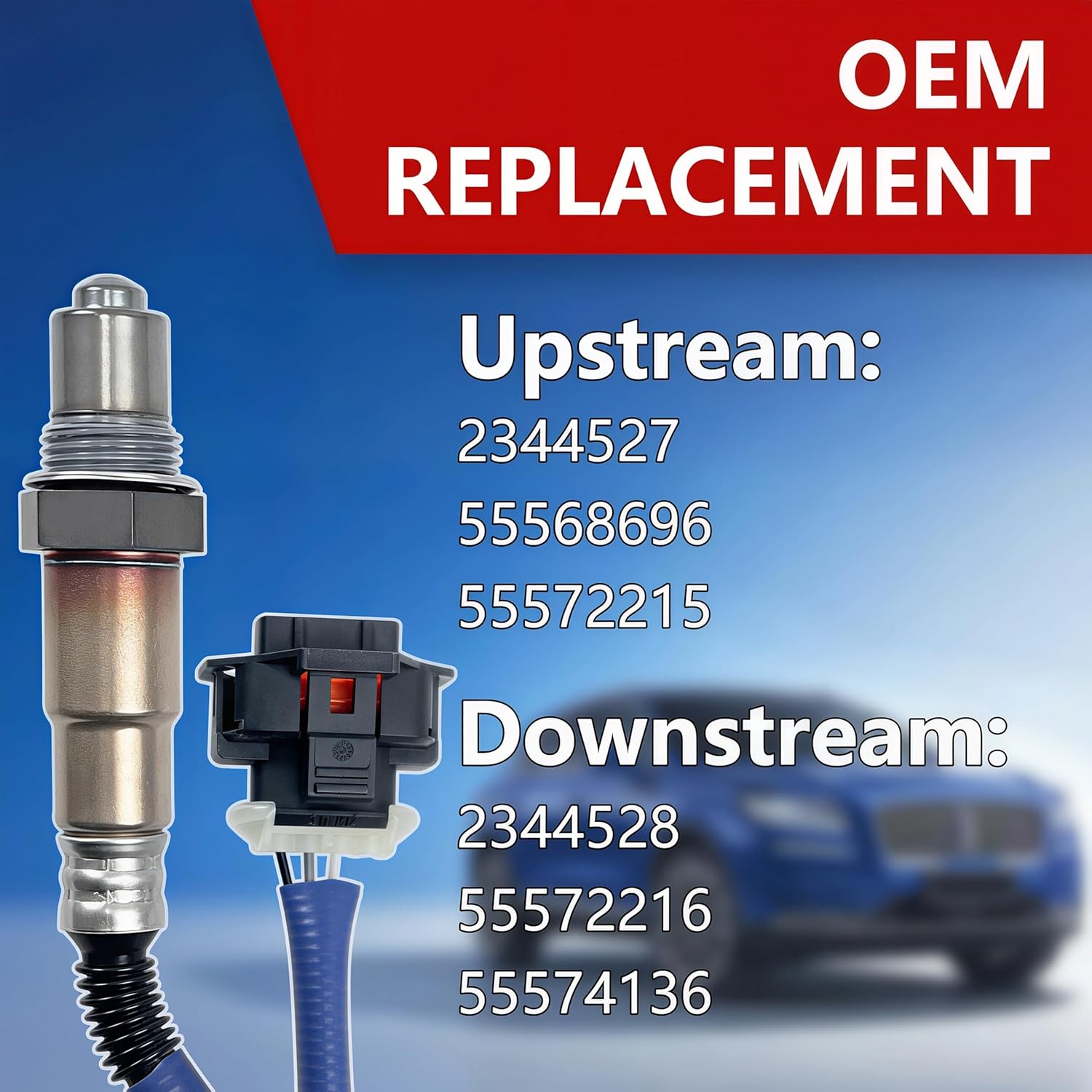 234-4528 234-4527 Oxygen O2 Sensor Upstream and Downstream 2PCS Compatible with Chevy Cruze 1.8 2011 2012 2013 2014 2015 2016 Cruze Limited 1.8 2012-2020 Chevy Sonic 1.8 for 2011 SAAB 9-5 2.8