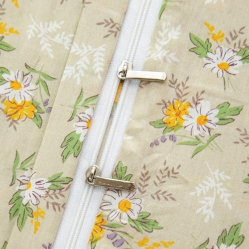 Miniatura 7 de Funda de edredón, 100 % algodón, juego de 3 piezas de ropa de cama con diseño floral en color azul, estampado estilo jardín florido elegante y