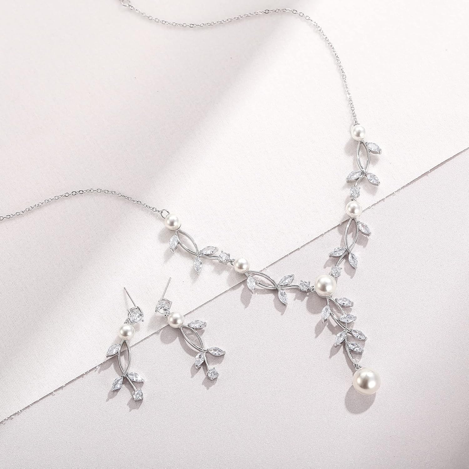 Wedding Necklace Earring for Women,Round Marquise Shiny Charm Crystal Dancing Party Bridal Elegant for Brides Necklaces Earrings Jewelry Set