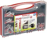 fischer Red-Box DuoPower, Sortimentsbox mit 280 DuoPower Dübeln (30 Stk. 5 x 25, 140 Stk. 6 x 30, 80 Stk. 8 x 40, 30 Stk. 10 x 50), vorsortiertes Dübel-Set für zahlreiche Baustoffe und Befestigungen
