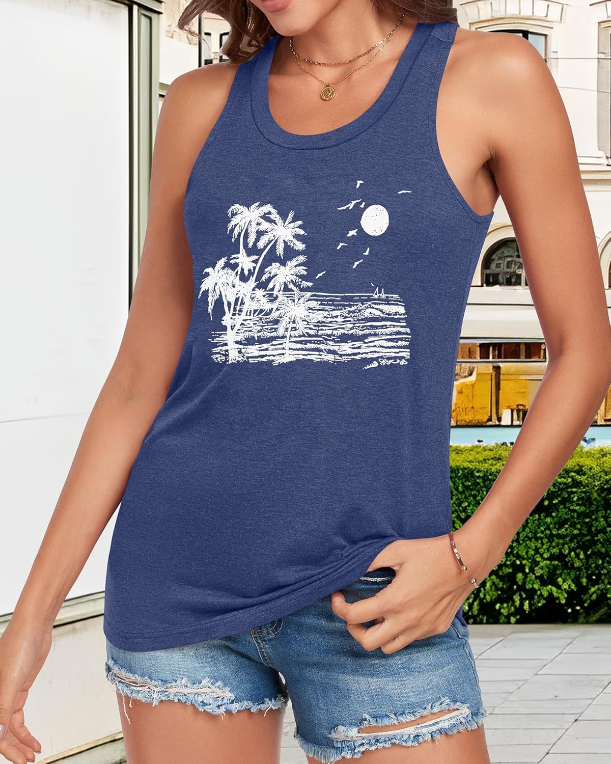 Racerback Tank Tops for Women Summer Sleeveless Round Neck Casual Graphic Tunic Shirts - Image 6