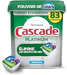 Capsules de détergent pour lave-vaisselle Cascade Platinum, savon à vaisselle, parfum frais, 83 unités
