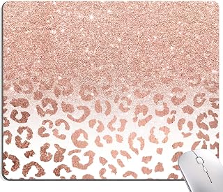 Hokafenle Mouse Pad, Rose Gold Mouse Pad with Cheetah Design, Cute Mouse Pads for Women Girly, Square Mouse Mat Non-Slip Rubber Base Mousepad for Office Laptop