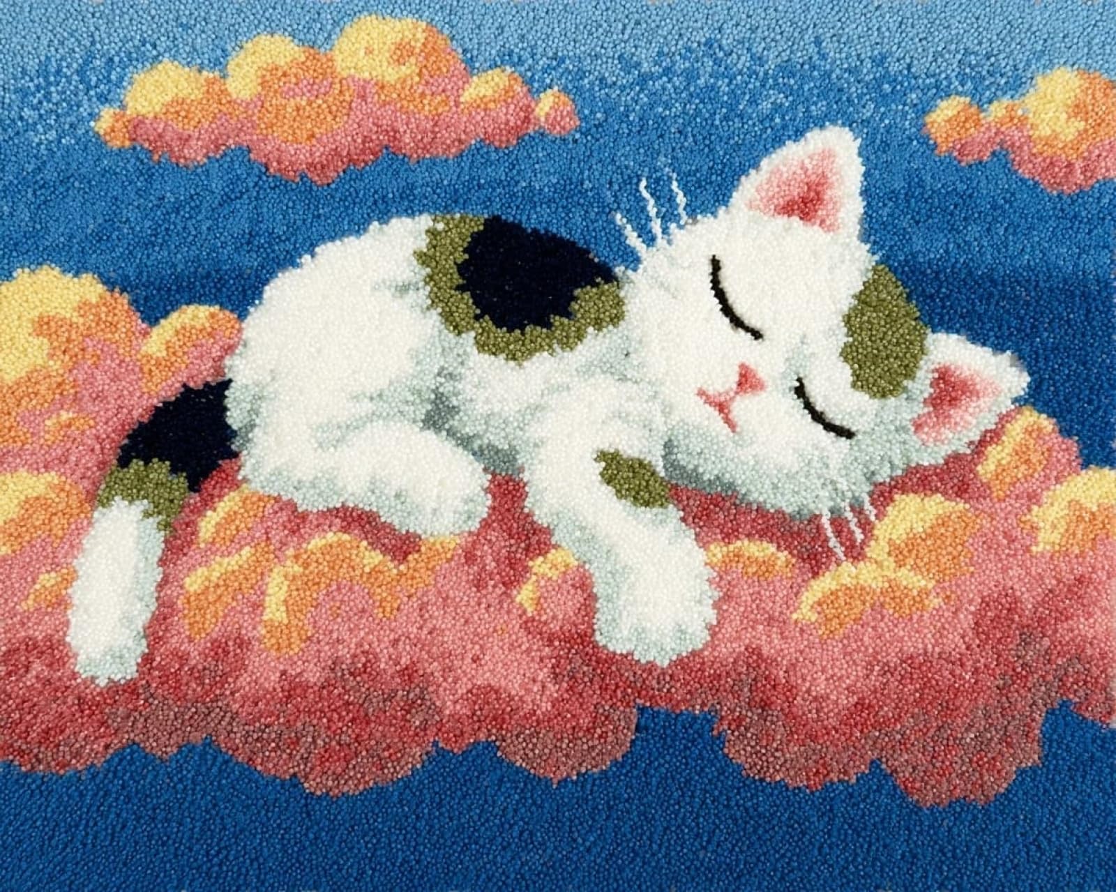 Wallphantom Latch Hook Kits for Adults Beginners Rug,Cat Lying on a Cloud