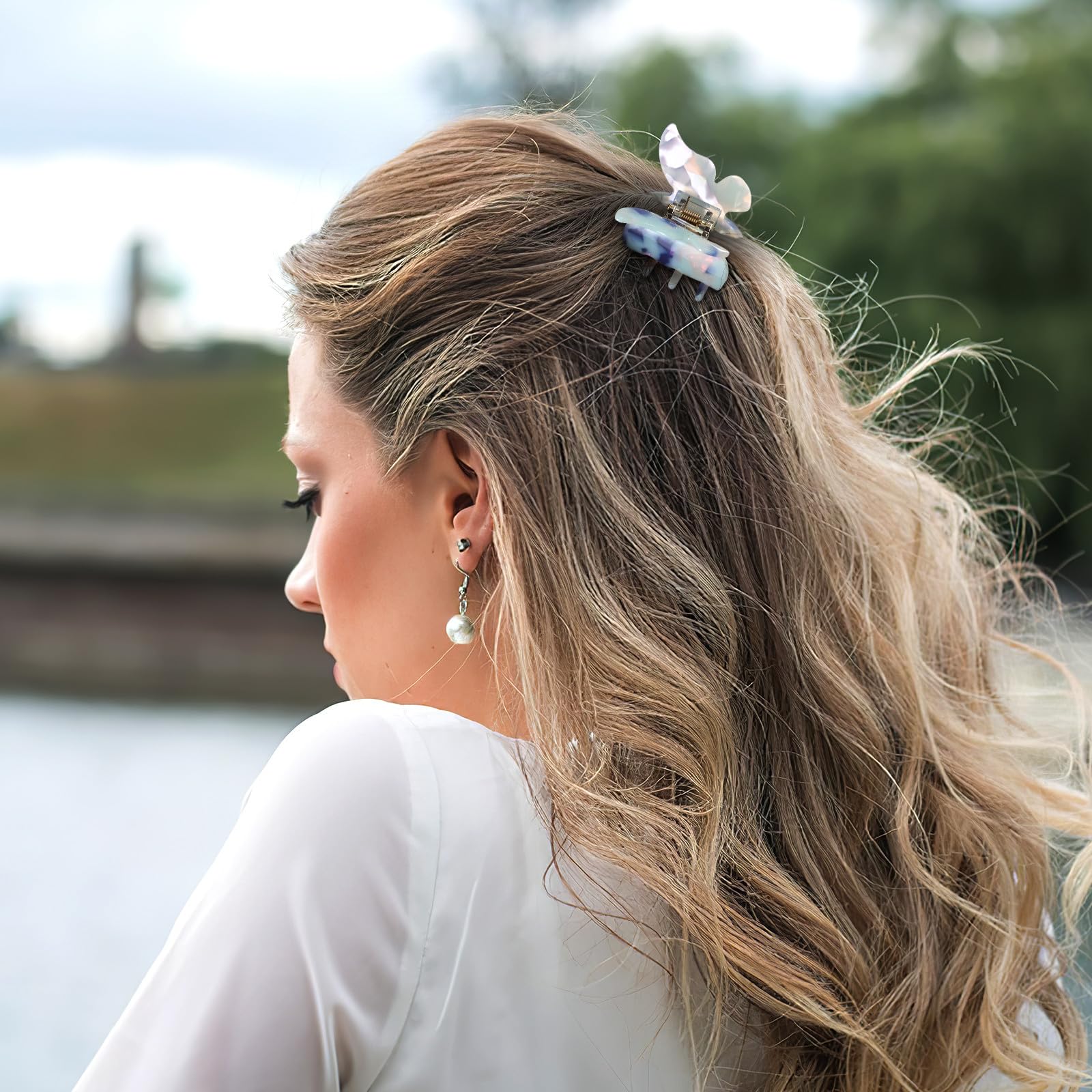 POPETPOP Haarklammern Schmetterling 6 Stück Farbenfrohe Acetat Klauenclips Geeignet für Dickes Haar Damen und Mädchen Praktische Haaraccessoires