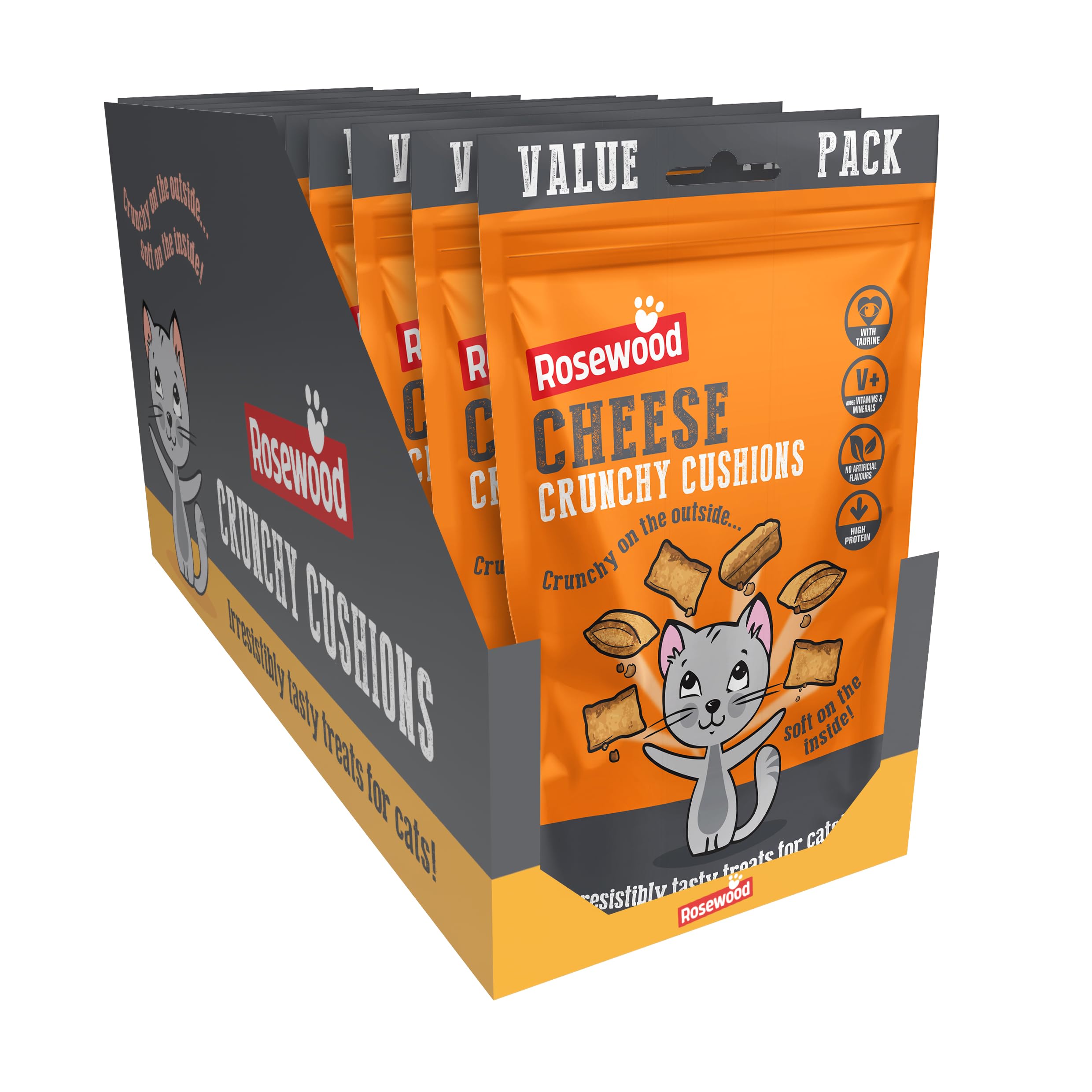 ROSEWOOD CRUNCHY CHEESE CUSHIONS TASTY HIGH PROTEIN CAT TREATS 200G VALUE PACK