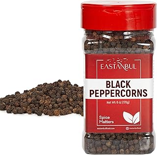 Eastanbul Black Peppercorns Whole, 6oz, Whole Peppercorns for Grinder Refill, Black Pepper, Pepper Corn for Grinder Refill, Natural, Vegan, Gluten Free, Non-GMO & Non-Adultered