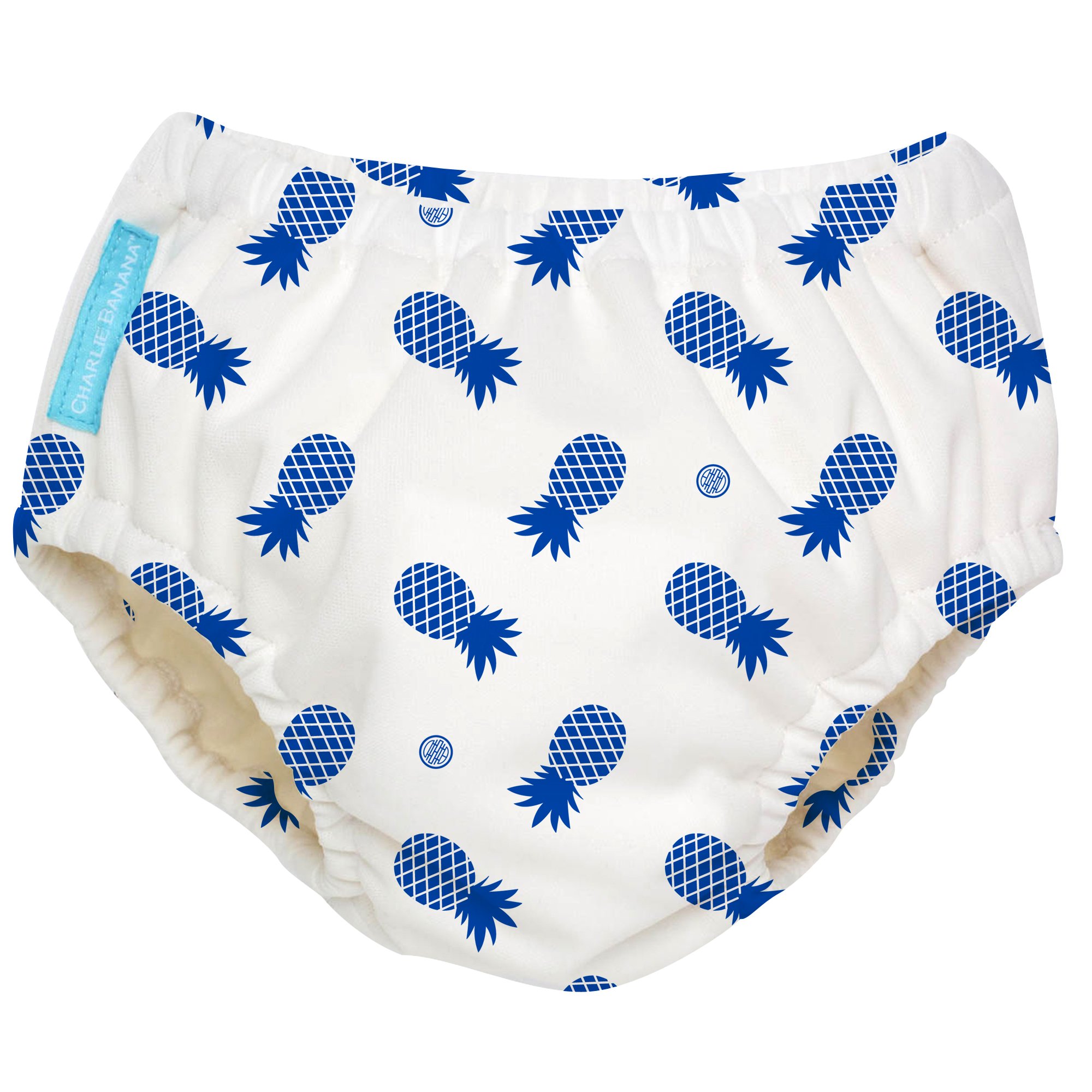 Charlie Banana Pineapple Reusable Swim Diaper, Small, Blue
