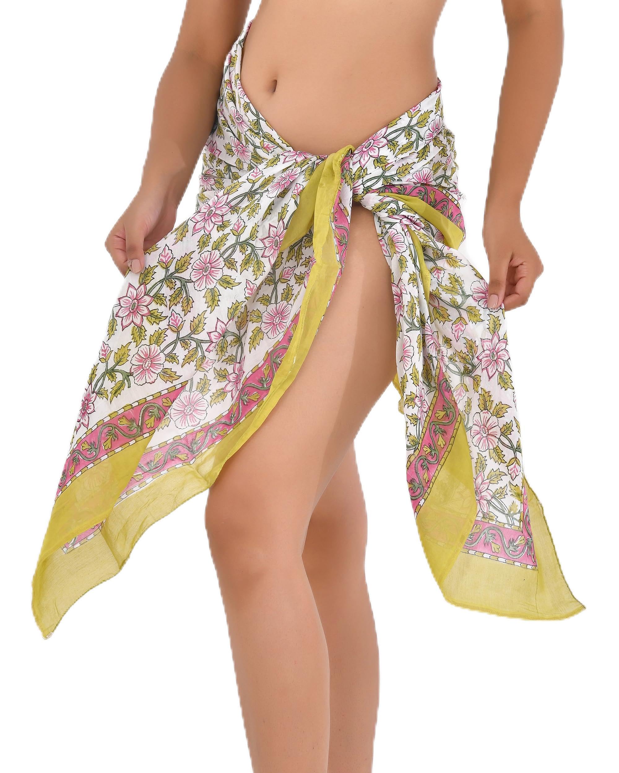 Sarong Wraps for Women Beach Cover Up Skirt Swimsuit Wrap Coverups Block Printed Kaftans Pareos-image-0