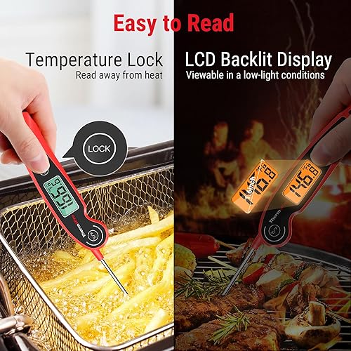 Miniatura 5 de ThermoPro TP605 Termómetro de carne de lectura instantánea para cocinar, termómetro digital impermeable para alimentos con gran pantalla LCD