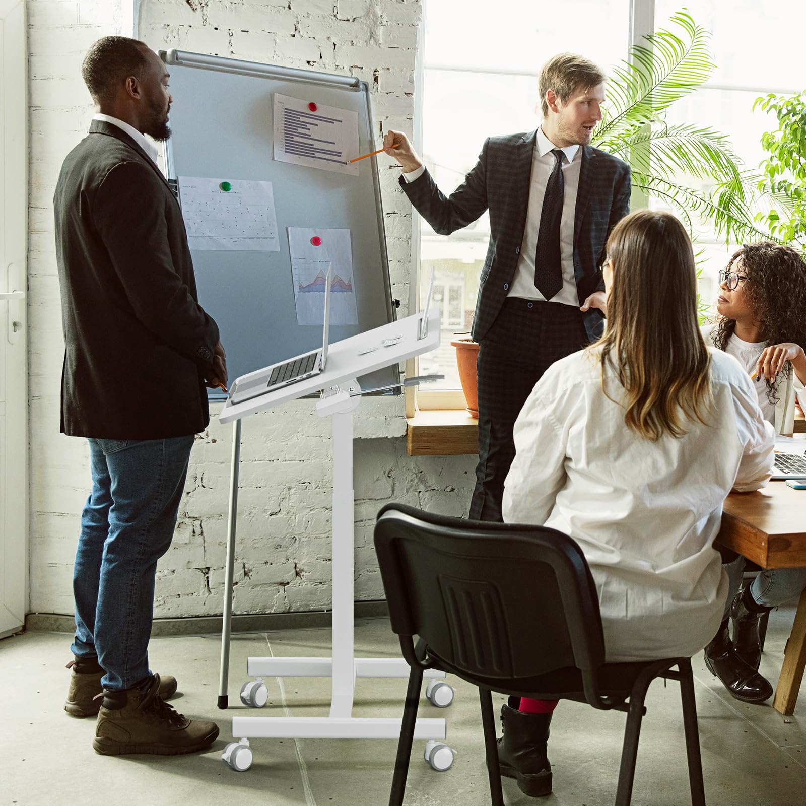 JOY worker Mobile Standing Desk 23 6 x 20 5 Small Rolling Laptop Cart with 90 Tiltable Desktop — view 2