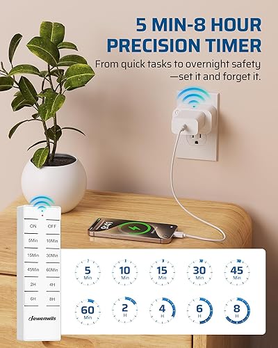 Miniatura 2 de DEWENWILS Toma de control remoto inalámbrico con temporizador, salida de temporizador remoto para interiores, sin interferencias, sin cableado,